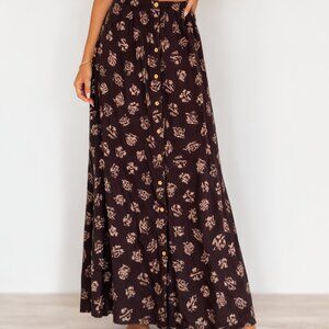 Vintage St. Tropez Wear Maxi Skirt with Pretty Buttons Sz 12